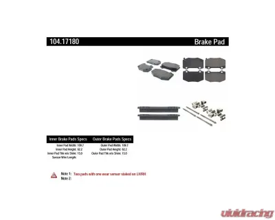 Posi-Quiet Semi-Metallic Brake Pads with Hardware 104.17180 - 104.17180