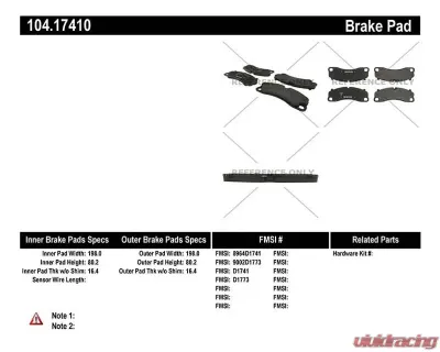 Posi-Quiet Semi-Metallic Brake Pads with Hardware 104.17410 - 104.17410