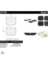 Posi-Quiet Ceramic Brake Pads with Shims and Hardware 105.01140                                     - 105.01140 - Image 3