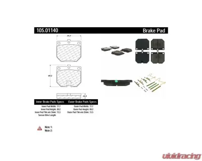 Posi-Quiet Ceramic Brake Pads with Shims and Hardware 105.01140 - 105.01140