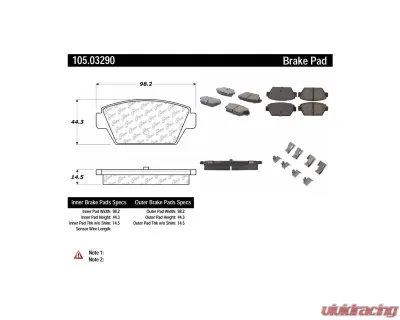 Posi-Quiet Ceramic Brake Pads with Shims and Hardware 105.03290 - 105.03290