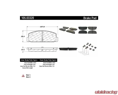 Posi-Quiet Ceramic Brake Pads with Shims and Hardware 105.03320 - 105.03320