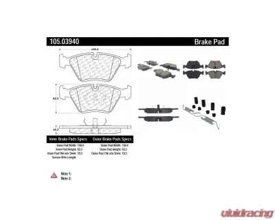Posi-Quiet Ceramic Brake Pads with Shims and Hardware 105.03940 - 105.03940