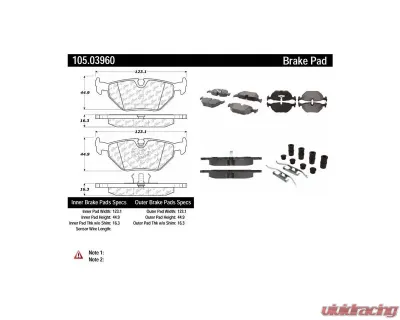 Posi-Quiet Ceramic Brake Pads with Shims and Hardware 105.03960 - 105.03960