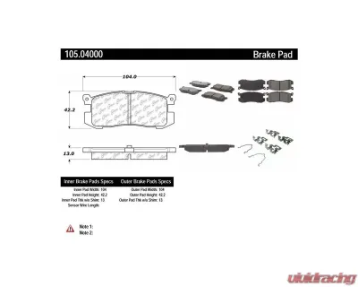 Posi-Quiet Ceramic Brake Pads with Shims and Hardware 105.04000 - 105.04000