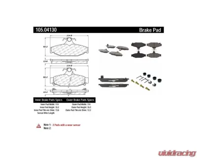 Posi-Quiet Ceramic Brake Pads with Shims and Hardware 105.04130 - 105.04130
