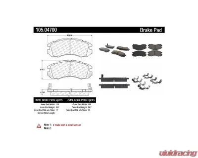 Posi-Quiet Ceramic Brake Pads with Shims and Hardware 105.04700 - 105.04700