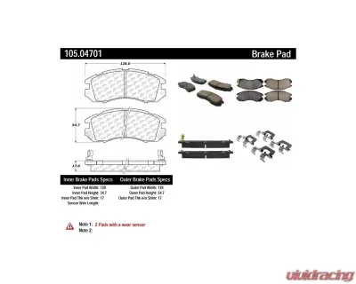 Posi-Quiet Ceramic Brake Pads with Shims and Hardware 105.04701 - 105.04701