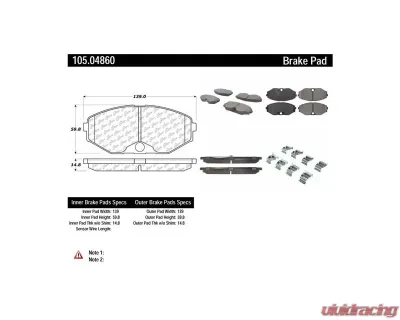 Posi-Quiet Ceramic Brake Pads with Shims and Hardware 105.04860 - 105.04860