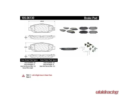 Posi-Quiet Ceramic Brake Pads with Shims and Hardware 105.06130 - 105.06130