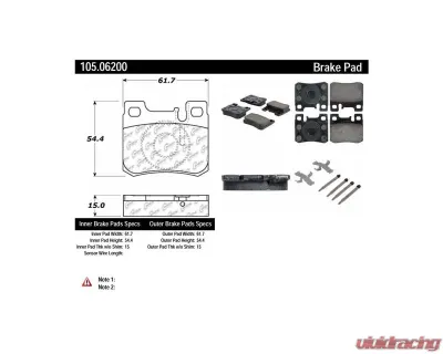 Posi-Quiet Ceramic Brake Pads with Shims and Hardware 105.06200 - 105.06200