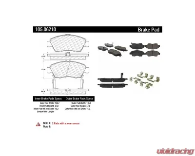Posi-Quiet Ceramic Brake Pads with Shims and Hardware 105.06210 - 105.06210