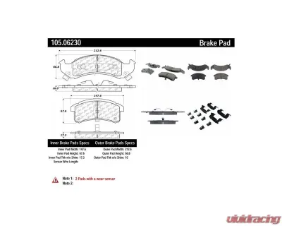 Posi-Quiet Ceramic Brake Pads with Shims and Hardware 105.06230 - 105.06230