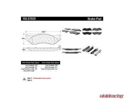 Posi-Quiet Ceramic Brake Pads with Shims and Hardware 105.07020 - 105.07020