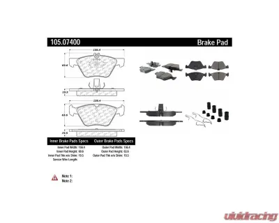 Posi-Quiet Ceramic Brake Pads with Shims and Hardware 105.07400 - 105.07400