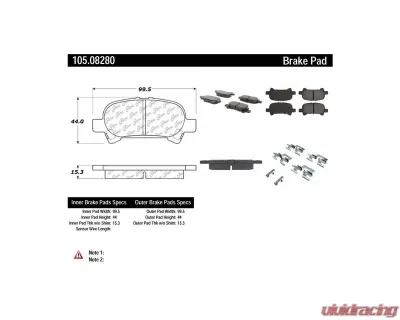 Posi-Quiet Ceramic Brake Pads with Shims and Hardware 105.08280 - 105.08280