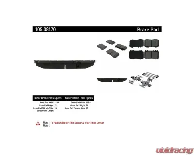 Posi-Quiet Ceramic Brake Pads with Shims and Hardware 105.08470 - 105.08470