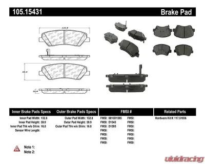 Posi-Quiet Ceramic Brake Pads with Shims and Hardware 105.15431 - 105.15431