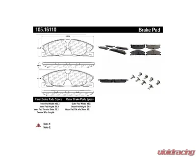 Posi-Quiet Ceramic Brake Pads with Shims and Hardware 105.16110 - 105.16110