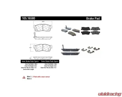 Posi-Quiet Ceramic Brake Pads with Shims and Hardware 105.16580 - 105.16580