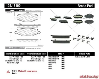 Posi-Quiet Ceramic Brake Pads with Shims and Hardware 105.17190 - 105.17190