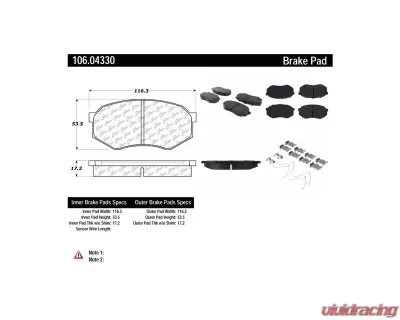 Posi-Quiet Extended Wear Brake Pads with Shims and Hardware 106.04330 - 106.04330