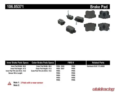 Posi-Quiet Extended Wear Brake Pads with Shims and Hardware 106.05371 - 106.05371