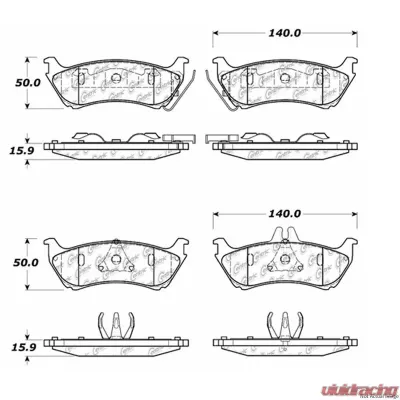Posi-Quiet Extended Wear Brake Pads with Shims and Hardware 106.08750 - 106.08750