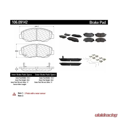 Posi-Quiet Extended Wear Brake Pads with Shims and Hardware 106.09142 - 106.09142