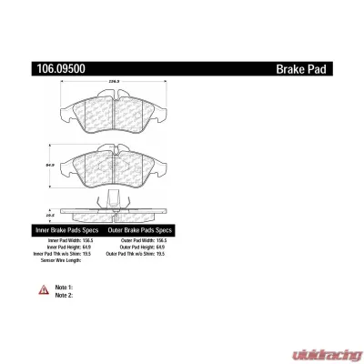Posi-Quiet Extended Wear Brake Pads with Shims and Hardware 106.09500 - 106.09500