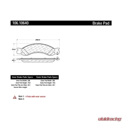 Posi-Quiet Extended Wear Brake Pads with Shims and Hardware 106.10640 - 106.10640