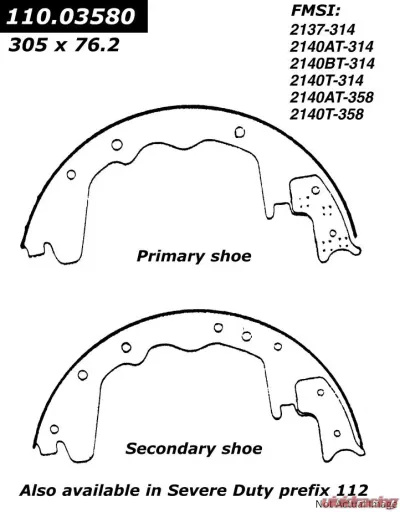 Centric C-Tek Brake Shoes 110.03580 - 110.03580