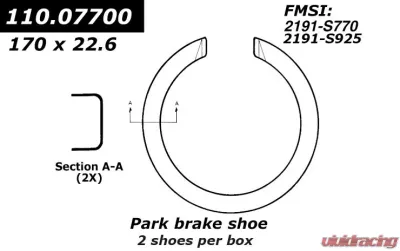 Centric C-Tek Parking Brake Shoes 110.07700 - 110.07700