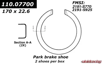 Centric C-Tek Parking Brake Shoes 110.07700 - 110.07700