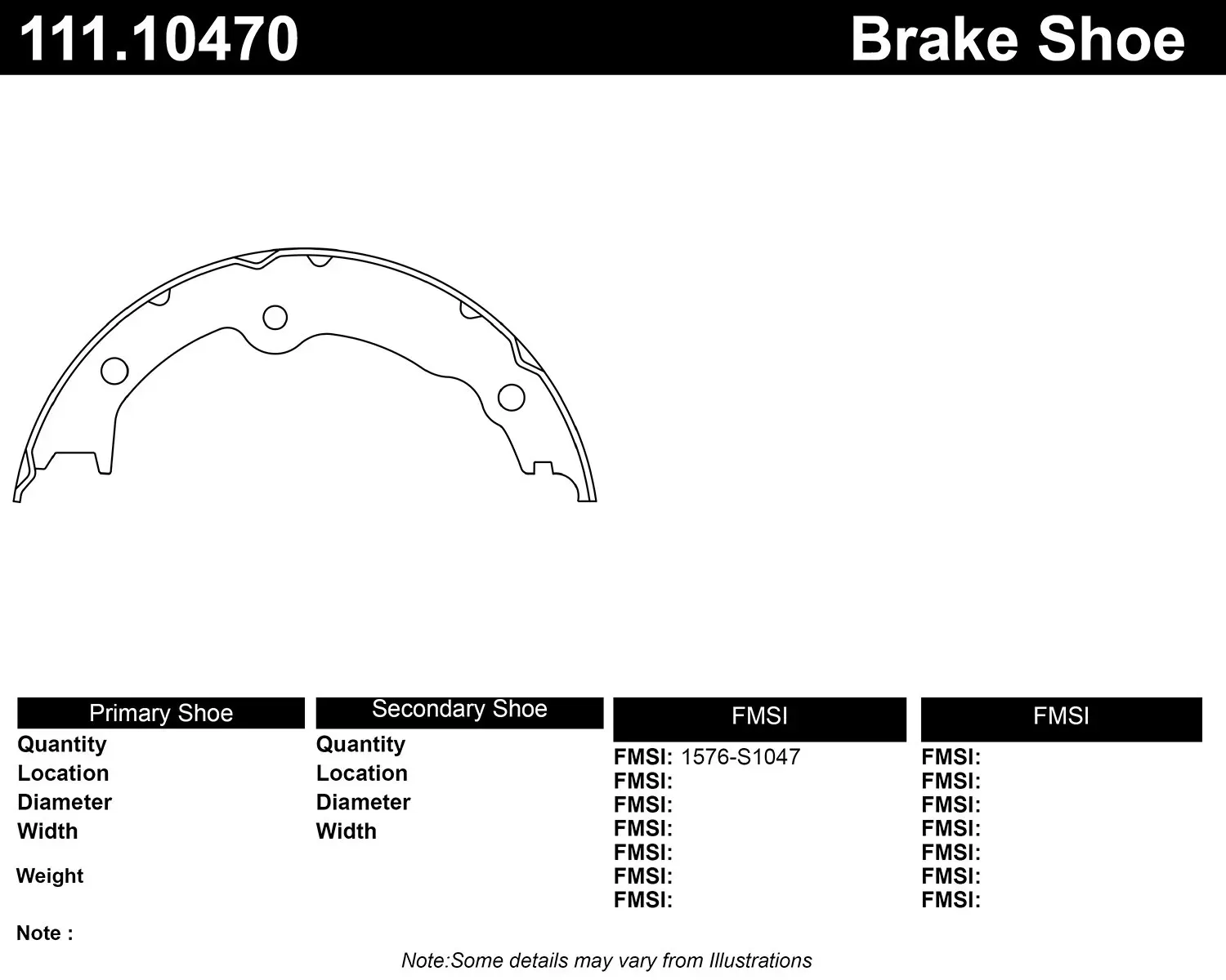 Centric Premium Parking Brake Shoes 111.10470 - 111.10470