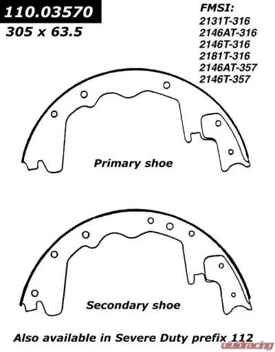 Centric Heavy Duty Brake Shoes 112.03570 - 112.03570