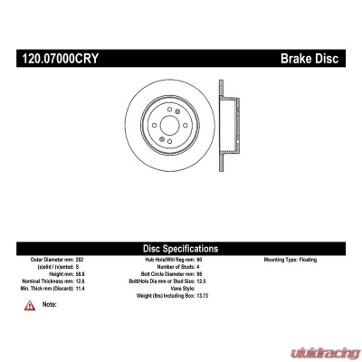 Centric Premium Brake Rotor 120.07000 - 120.07000