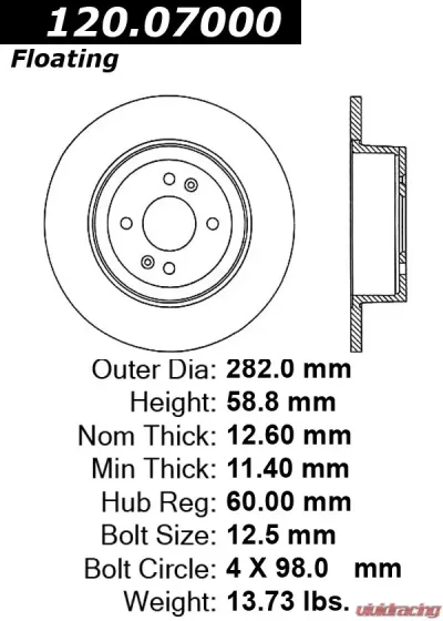 Centric Premium Brake Rotor 120.07000 - 120.07000