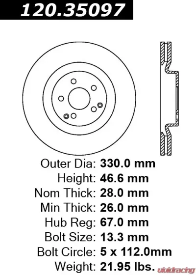 Centric Premium Brake Rotor 120.35097 - 120.35097