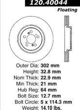 Centric Premium Brake Rotor 120.40044                                     - 120.40044 - Image 4