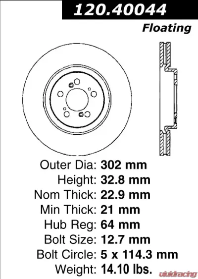 Centric Premium Brake Rotor 120.40044 - 120.40044