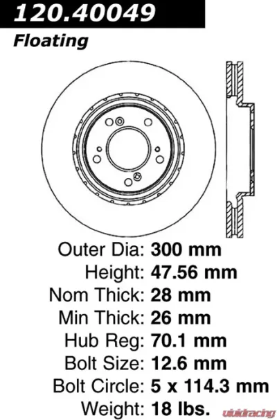 Centric Premium Brake Rotor 120.40049 - 120.40049