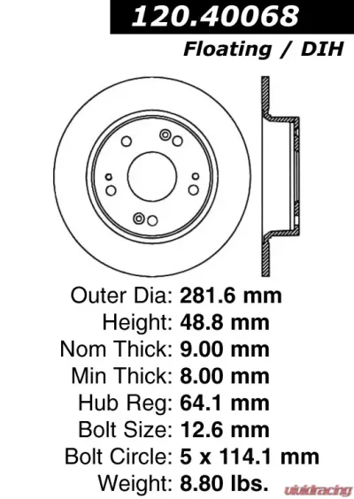 Centric Premium Brake Rotor 120.40068 - 120.40068