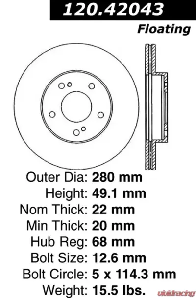 Centric Premium Brake Rotor 120.42043 - 120.42043