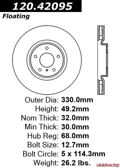 Centric Premium Brake Rotor 120.42095 - 120.42095