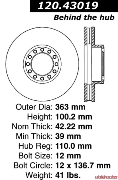 Centric Premium Brake Rotor 120.43019 - 120.43019