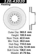Centric Premium Brake Rotor 120.43020                                     - 120.43020 - Image 4