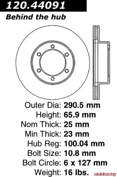 Centric Premium Brake Rotor 120.44091 - 120.44091