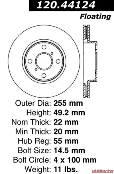 Centric Premium Brake Rotor 120.44124 - 120.44124