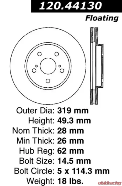 Centric Premium Brake Rotor 120.44130 - 120.44130